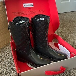 Hunter Black Quilted Winter & Rain Boots